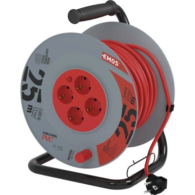 EMOS P09225M carrete de cable - IP20, 25m, 4 enchufes Schuko EMOS P09225M carrete de cable - IP20, 25m, 4 enchufes Schuko