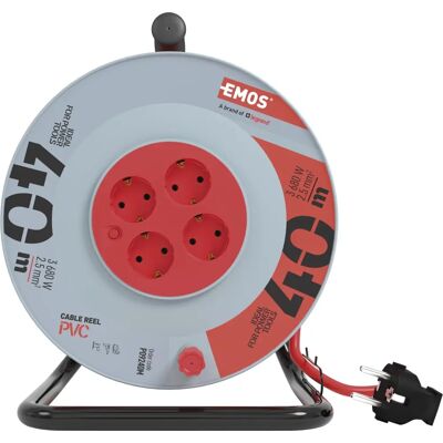 EMOS P09240M - Enrollador de Cable de 40m, 4 Enchufes - Uso Interior EMOS P09240M - Enrollador de Cable de 40m, 4 Enchufes - Uso Interior