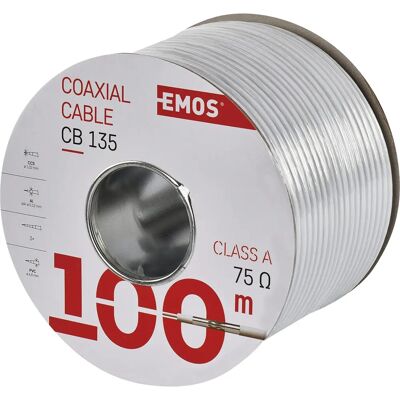 EMOS Coaxkabel - 75 Ohm, 100M, Binnen, Afgeschermd EMOS Coaxkabel - 75 Ohm, 100M, Binnen, Afgeschermd