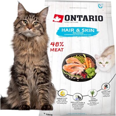 Ontario Krmivo pro Kočky Kůže a Srst s Lososem 2kg Ontario Krmivo pro Kočky Kůže a Srst s Lososem 2kg