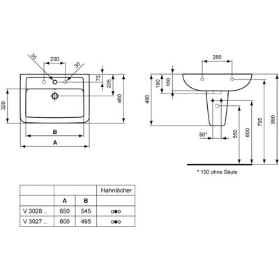 Ideal Standard Eurovit Plus Waschbecken - 1 Hahnloch, Weiß, 600x460mm Ideal Standard Eurovit Plus Waschbecken - 1 Hahnloch, Weiß, 600x460mm
