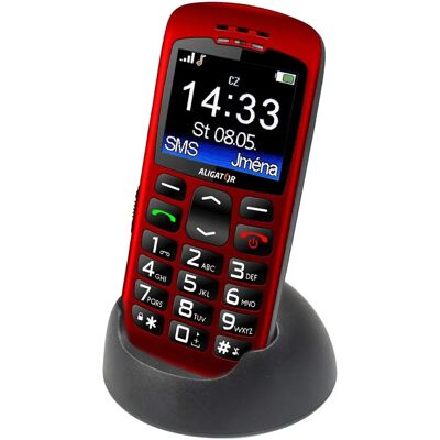Aligator A670 Senior Rouge - Téléphone mobile avec SOS et localisateur - Publicité Aligator A670 Senior Rouge - Téléphone mobile avec SOS et localisateur - Publicité