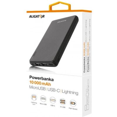 Aligator Power Bank PB1000BK Lithium Polymer 10000mAh - Powerbank Aligator Power Bank PB1000BK Lithium Polymer 10000mAh - Powerbank