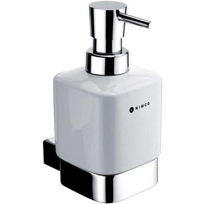 NIMCO Kibo - Dispenser de săpun lichid din ceramică - 250ml - Alb/Crom NIMCO Kibo - Dispenser de săpun lichid din ceramică - 250ml - Alb/Crom