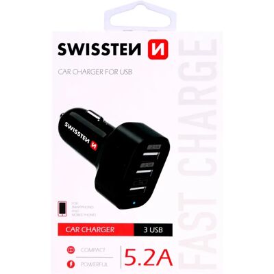 Swissten 20111200 mobiles Ladegerät - Universell Schwarz - 3 USB-Ports Swissten 20111200 mobiles Ladegerät - Universell Schwarz - 3 USB-Ports