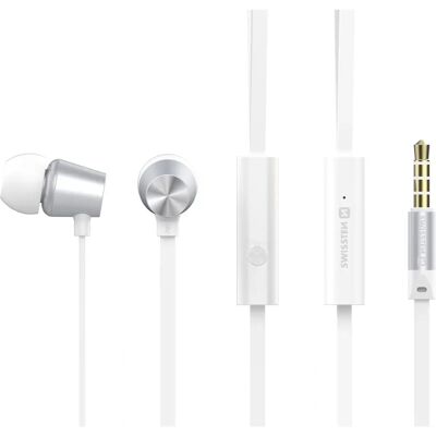 Swissten YS500 Headset - Kabelgebunden In-Ear für Anrufe und Musik, Silber Swissten YS500 Headset - Kabelgebunden In-Ear für Anrufe und Musik, Silber