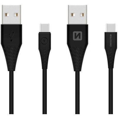 Kabel USB Swissten - 1,5 m, USB A do USB C, Czarny Kabel USB Swissten - 1,5 m, USB A do USB C, Czarny
