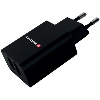 Swissten USB-laddare Smart IC 2x USB 2,1A 10W Svart Swissten USB-laddare Smart IC 2x USB 2,1A 10W Svart