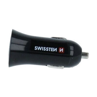 Swissten 20110910 Autolader - Universeel, Zwart, Dubbell USB, 12-24V Swissten 20110910 Autolader - Universeel, Zwart, Dubbell USB, 12-24V