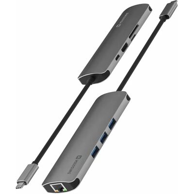 Swissten 8-in-1 USB-C Hub Adapter - USB-C, HDMI, Ethernet, SD - Grau Swissten 8-in-1 USB-C Hub Adapter - USB-C, HDMI, Ethernet, SD - Grau