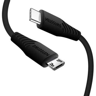 Kabel USB-C na Micro-USB od Swissten - Rychlé nabíjení a synchronizace Kabel USB-C na Micro-USB od Swissten - Rychlé nabíjení a synchronizace