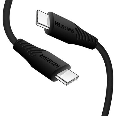 Swissten USB-C / USB-C Ladekabel - 3A Schnellladung - 1m Schwarz Swissten USB-C / USB-C Ladekabel - 3A Schnellladung - 1m Schwarz