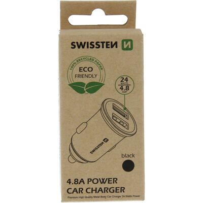 Swissten USB Autoladegerät 2x USB 4,8A METAL - Auto Adapter - Schwarz Swissten USB Autoladegerät 2x USB 4,8A METAL - Auto Adapter - Schwarz