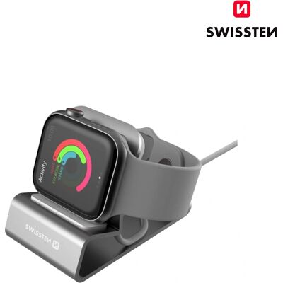 Swissten Aluminium Ständer für Apple Watch - Silber Swissten Aluminium Ständer für Apple Watch - Silber