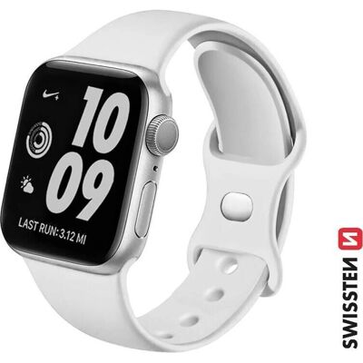 Pulseira de silicone branca Swissten para Apple Watch 38-40mm - Banda de smartwatch Pulseira de silicone branca Swissten para Apple Watch 38-40mm - Banda de smartwatch