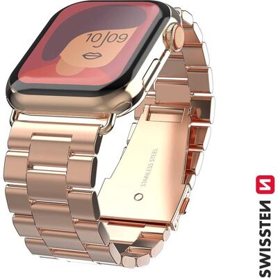 Pulseira de metal Swissten para Apple Watch 38-40 mm Ouro Rosa - Bracelete inteligente Pulseira de metal Swissten para Apple Watch 38-40 mm Ouro Rosa - Bracelete inteligente