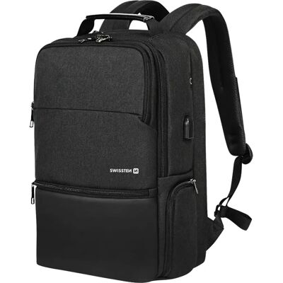 Swissten Laptop/Tablet Tasche - Mehrere Fächer, USB, Schwarz Swissten Laptop/Tablet Tasche - Mehrere Fächer, USB, Schwarz