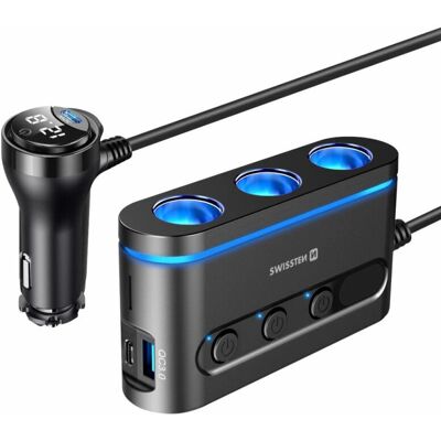 Adapter samochodowy Swissten - 3x CL, 2x USB-C PD, 1x USB-A QC 3.0 - 108-216W Adapter samochodowy Swissten - 3x CL, 2x USB-C PD, 1x USB-A QC 3.0 - 108-216W