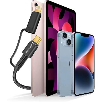 Kabel USB-C Swissten 60W dla iPhone i iPad - Wytrzymały Kevlar 1,5m Czarny Kabel USB-C Swissten 60W dla iPhone i iPad - Wytrzymały Kevlar 1,5m Czarny
