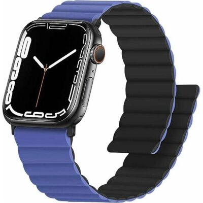 Swissten Silikonarmband für Apple Watch - Magnetisch 42/44/45/49 mm Blau/Schwarz - Uhrenarmband Swissten Silikonarmband für Apple Watch - Magnetisch 42/44/45/49 mm Blau/Schwarz - Uhrenarmband