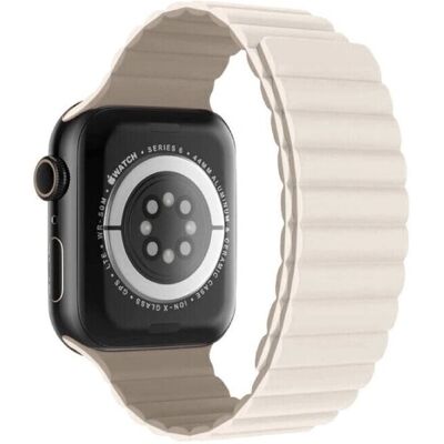 Pulseira de silicone Swissten para Apple Watch - Branco/Cappuccino - Relógio Pulseira de silicone Swissten para Apple Watch - Branco/Cappuccino - Relógio