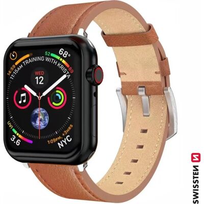 Pulseira de Couro Swissten - Apple Watch 42/44/45/49 mm - Marrom - Couro Pulseira de Couro Swissten - Apple Watch 42/44/45/49 mm - Marrom - Couro
