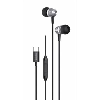 Swissten USB-C Ohrhörer Metallisch Schwarz - Kopfhörer Swissten USB-C Ohrhörer Metallisch Schwarz - Kopfhörer