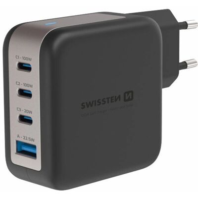 Cargador de Viaje Swissten - 100W GaN USB-C & USB-A Cargador de Viaje Swissten - 100W GaN USB-C & USB-A