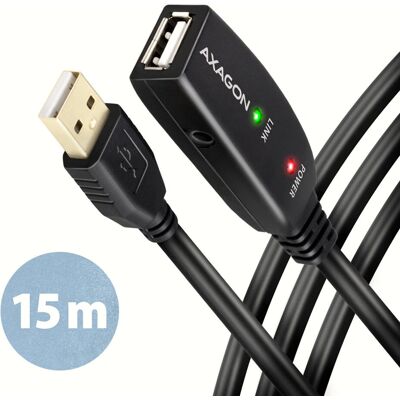 Kabel przedłużający USB 2.0 Axagon ADR-215 - 15m Czarny Kabel przedłużający USB 2.0 Axagon ADR-215 - 15m Czarny