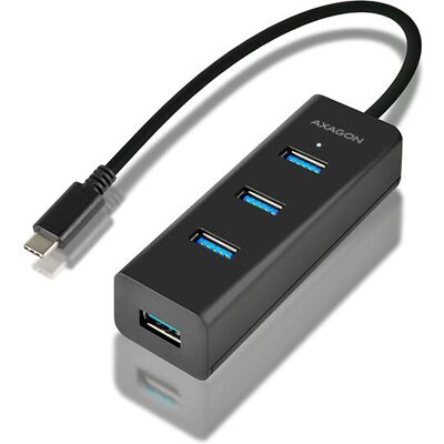 Hub USB Axagon HUE-S2C - 4 ports, USB-C, Noir Hub USB Axagon HUE-S2C - 4 ports, USB-C, Noir