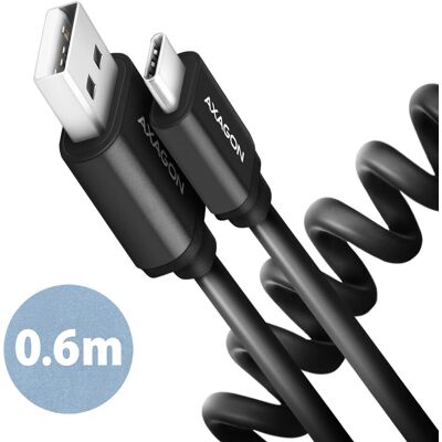 Axagon BUCM-AM10TB Twister USB-C - USB-A 0,6m Preto Axagon BUCM-AM10TB Twister USB-C - USB-A 0,6m Preto