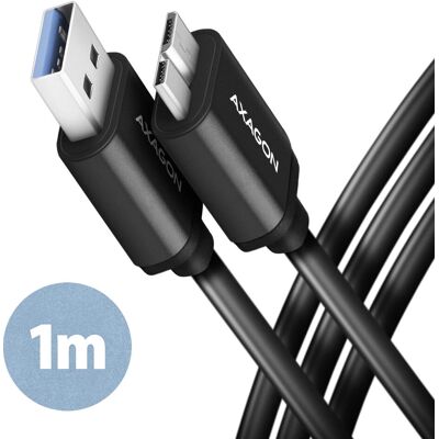 Cablu USB Axagon BUMM3-AM10AB - 1m, USB 3.2 Gen 1, Micro-USB B, USB A - Negru Cablu USB Axagon BUMM3-AM10AB - 1m, USB 3.2 Gen 1, Micro-USB B, USB A - Negru