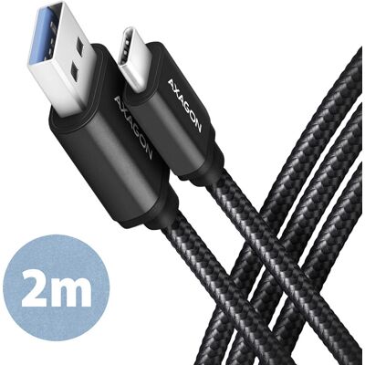 Axagon BUCM3-AM20AB USB-kabel - 2m, USB 3.2 Gen 1, Sort Axagon BUCM3-AM20AB USB-kabel - 2m, USB 3.2 Gen 1, Sort