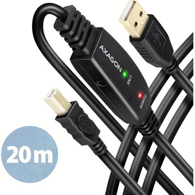 Aktywne przedłużacz USB 2.0 Axagon ADR-220B 20m - Czarny Aktywne przedłużacz USB 2.0 Axagon ADR-220B 20m - Czarny