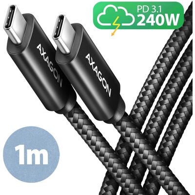 Cablu USB-C la USB-C Axagon 2.0 - 1m - Negru - Date și Încărcare Cablu USB-C la USB-C Axagon 2.0 - 1m - Negru - Date și Încărcare