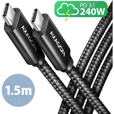 Axagon Sort USB-C til USB-C Opladerkabel - 1,5 m Axagon Sort USB-C til USB-C Opladerkabel - 1,5 m
