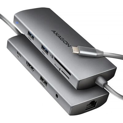 Axagon HMC-8HLSA Laptop Dock - 4K HDMI, USB-A, Ethernet, SD, MicroSD - Grijs Axagon HMC-8HLSA Laptop Dock - 4K HDMI, USB-A, Ethernet, SD, MicroSD - Grijs