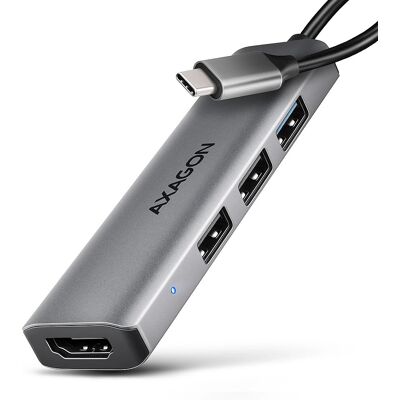 Axagon HMC-H3A Hub USB-C 4 în 1 - Argintiu - Stație de andocare Axagon HMC-H3A Hub USB-C 4 în 1 - Argintiu - Stație de andocare