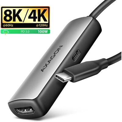 AXAGON RVC-HI8KPD - USB-C auf HDMI 2.1 Adapter, 8K/60Hz, HDR10+, PD100W AXAGON RVC-HI8KPD - USB-C auf HDMI 2.1 Adapter, 8K/60Hz, HDR10+, PD100W