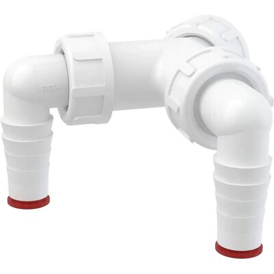 Alcaplast Coudes doubles 17-23mm pour lave-vaisselle vers connecteur de piège de drainage 1" BSP - Publicité Alcaplast Coudes doubles 17-23mm pour lave-vaisselle vers connecteur de piège de drainage 1" BSP - Publicité