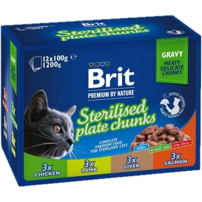 Brit Premium Cat Sterilised Plate - Vlhké krmivo pro kočky - 12x100g Brit Premium Cat Sterilised Plate - Vlhké krmivo pro kočky - 12x100g