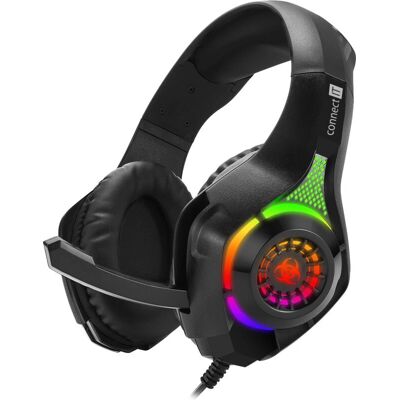 Connect IT Schwarze Kopfhörer - Gaming, Over-Ear, RGB, Mikrofon Connect IT Schwarze Kopfhörer - Gaming, Over-Ear, RGB, Mikrofon