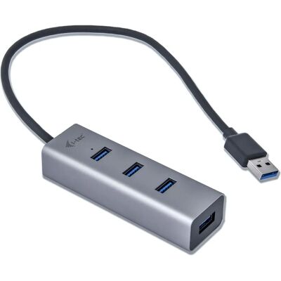 i-tec i-tec Metal U3HUBMETAL403 USB 3.2 Hub - Grijs i-tec i-tec Metal U3HUBMETAL403 USB 3.2 Hub - Grijs