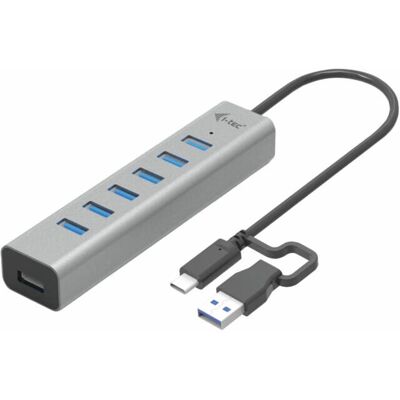 i-tec C31HUBMETAL703 USB Hub 7-poorten - USB 3.2 Gen 1, Grijs i-tec C31HUBMETAL703 USB Hub 7-poorten - USB 3.2 Gen 1, Grijs