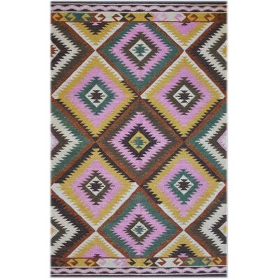 Bakero wollen vloerkleed - geometrisch patroon - 240x155 cm - Kelim klassiek Bakero wollen vloerkleed - geometrisch patroon - 240x155 cm - Kelim klassiek