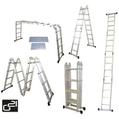G21 Aluminiumleiter - Multifunktional 4,6 m - Leiter, Gerüst G21 Aluminiumleiter - Multifunktional 4,6 m - Leiter, Gerüst