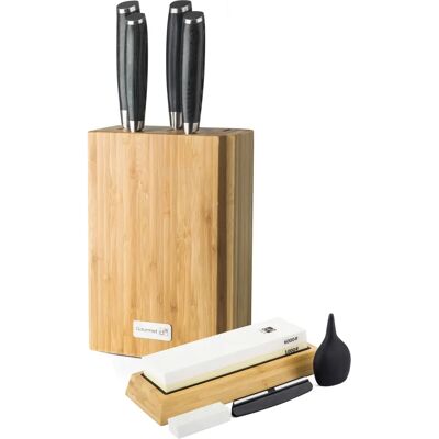 Sada nožů G21 Gourmet Damascus - Bambusový blok - 4 ks + brúsny kameň Sada nožů G21 Gourmet Damascus - Bambusový blok - 4 ks + brúsny kameň