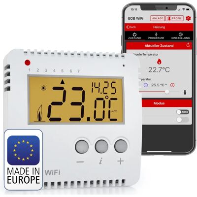 ELEKTROBOCK PT14-P-WIFI Termostat - Bezprzewodowy, Montaż na ścianie, 16A, Biały ELEKTROBOCK PT14-P-WIFI Termostat - Bezprzewodowy, Montaż na ścianie, 16A, Biały