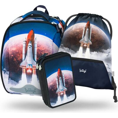 Fuego BAAGL SADA 3 Školní batohová sada - Shelly Space Shuttle Fuego BAAGL SADA 3 Školní batohová sada - Shelly Space Shuttle