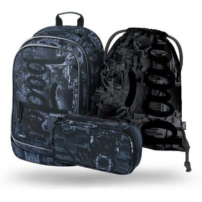 Fuego BAAGL SADA 3 Core Technic - Set Rucsac Școlar Fuego BAAGL SADA 3 Core Technic - Set Rucsac Școlar